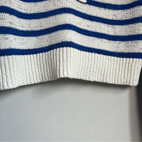 J.Crew Textured Tie Back Rollneck Sweater Sz S Blue White Oversized Boxy 2024 - Picture 15 of 15